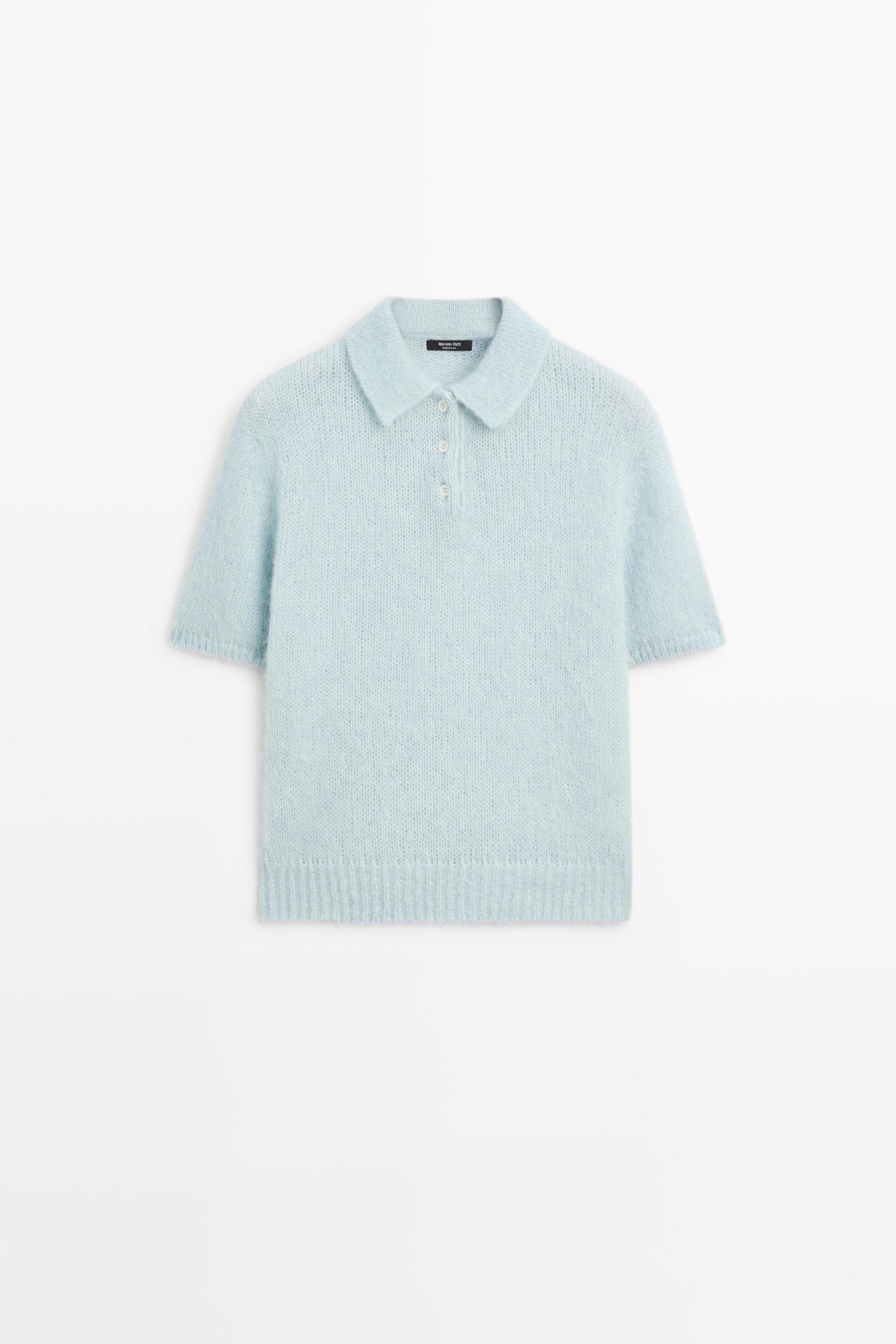 Alpaca blend knit polo sweater